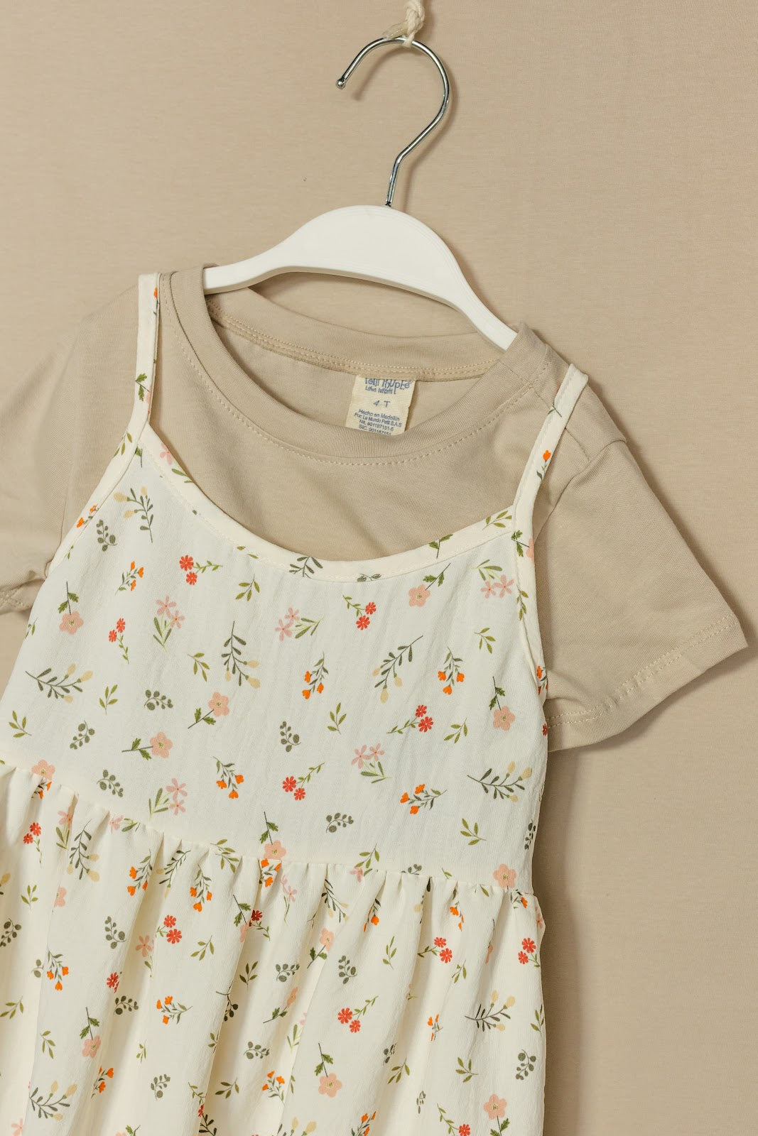 Vestido Flores Top Interno - Crema