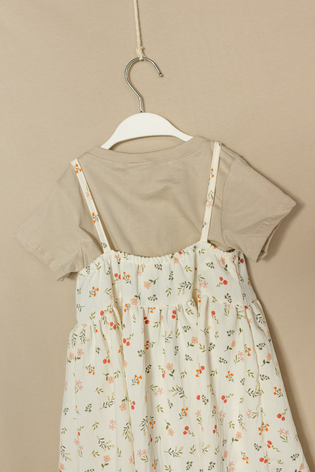 Vestido Flores Top Interno - Crema