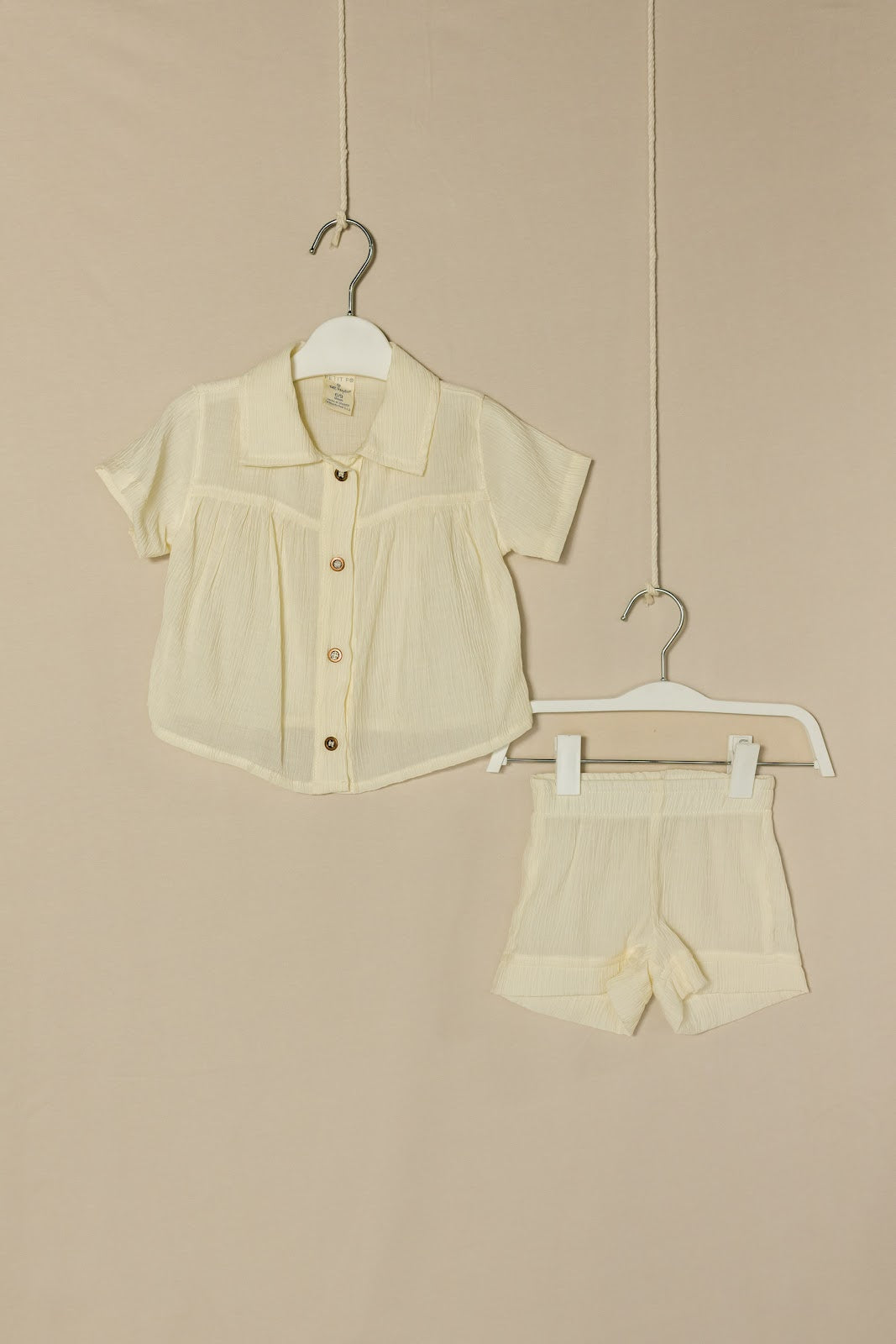 Conjunto Short Textura - Crema