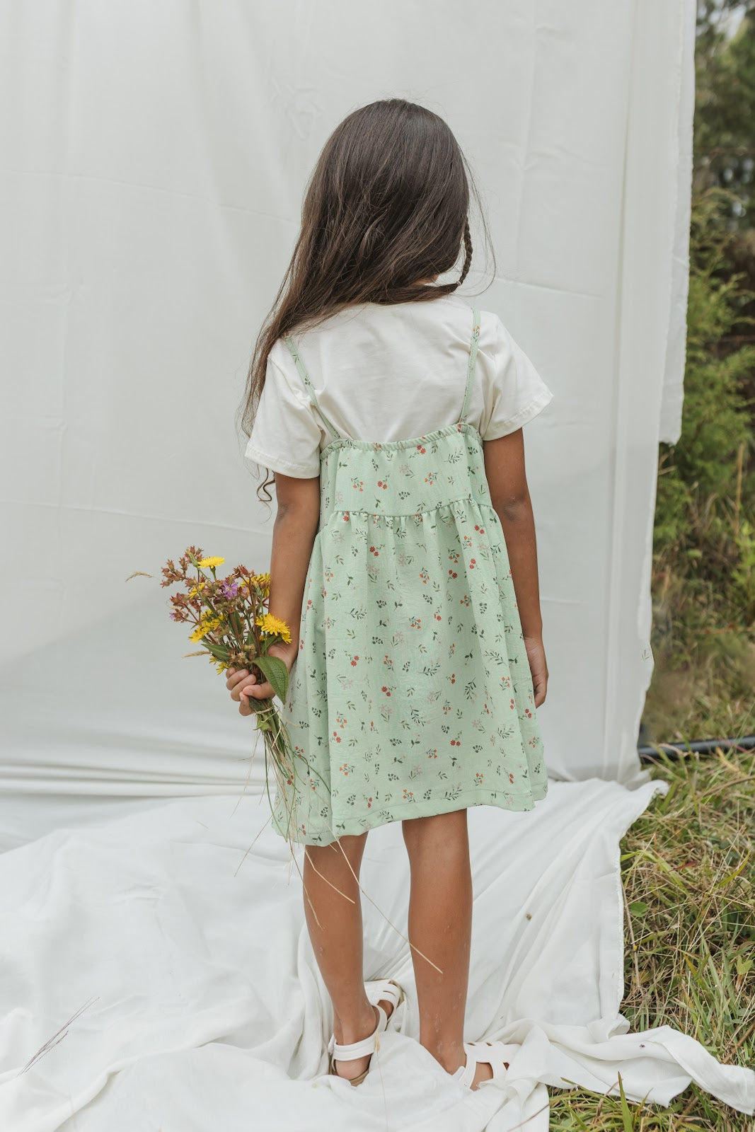 Vestido Flores Top Interno - Verde