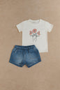 @Conjunto Short Jean Niña bebé FLORECILLAS