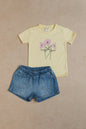 @Conjunto Short Jean Niña bebé FLORECILLAS